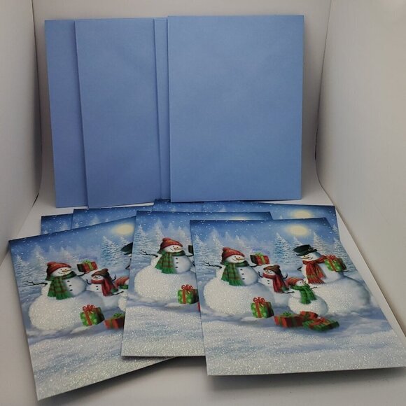 Lot of 7 Paper Magic Group Snowmen Christmas Holiday Cards with Envelopes - Picture 1 of 6